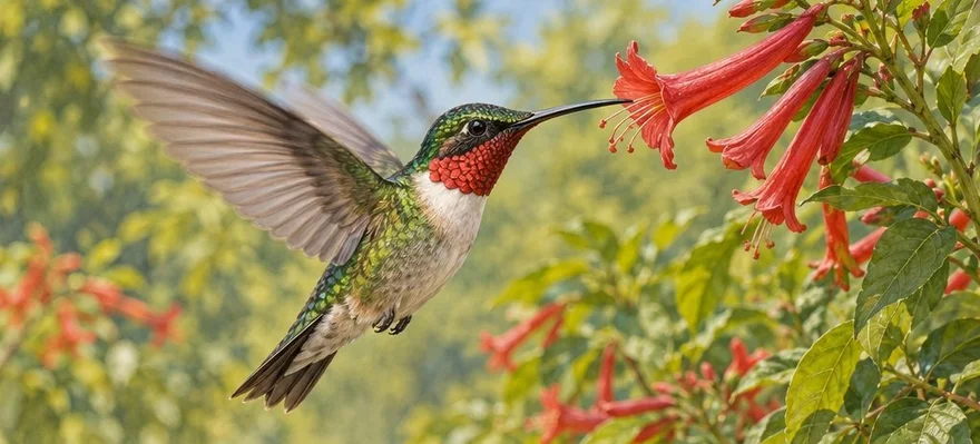 Illustration de la page « Le colibri à gorge rubis ».