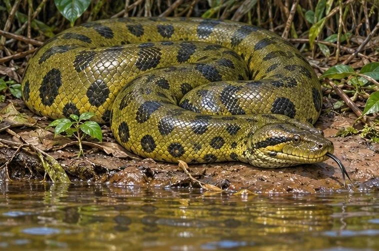 Illustration de la page « L’anaconda vert ».