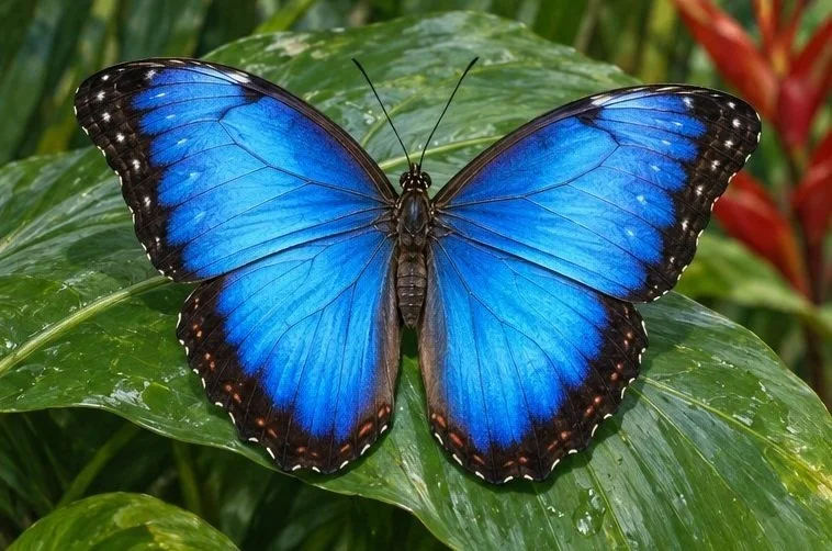 Illustration de la page « Le morpho bleu ».