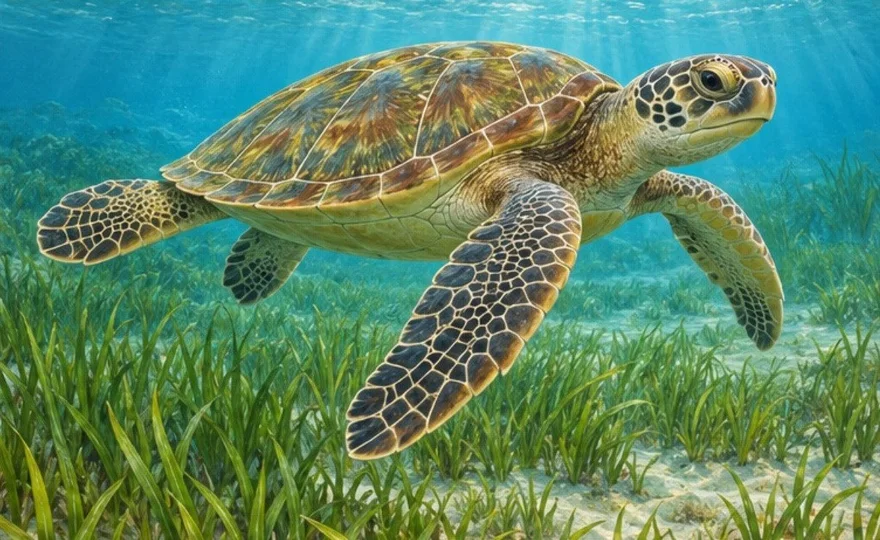 Illustration de la page « La tortue verte ».