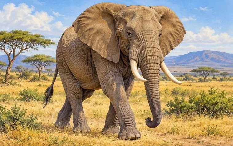 Illustration de la page « L’éléphant de savane ».
