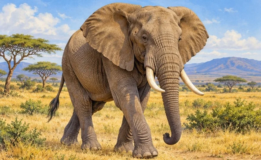 Illustration de la page « L’éléphant de savane ».