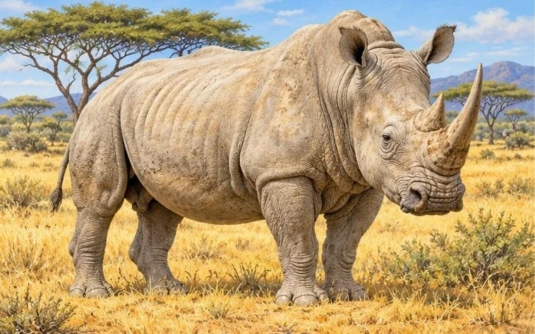 Illustration de la page « Le rhinocéros blanc ».