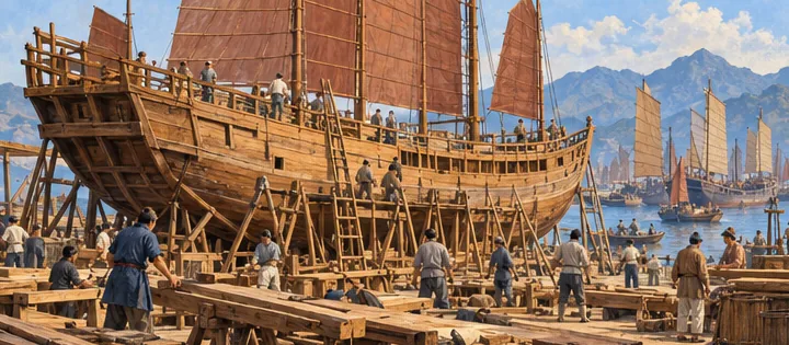 Illustration de la page « Des navires et une grande muraille ».