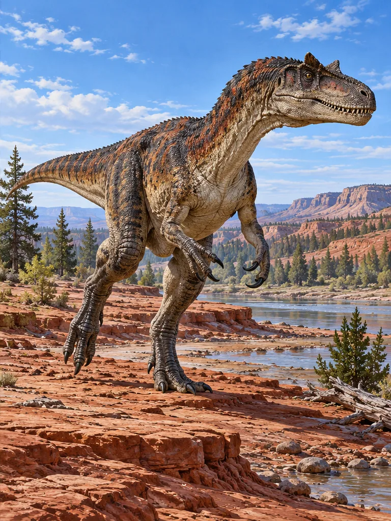 Illustration — JURASSIQUE SUPÉRIEUR · AMÉRIQUE DU NORD Allosaurus · 9,7 m