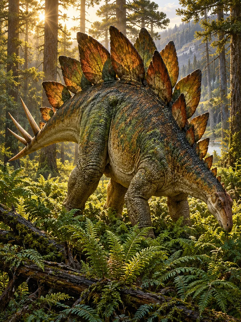 Illustration — JURASSIQUE SUPÉRIEUR · AMÉRIQUE DU NORD Stegosaurus · 9 m