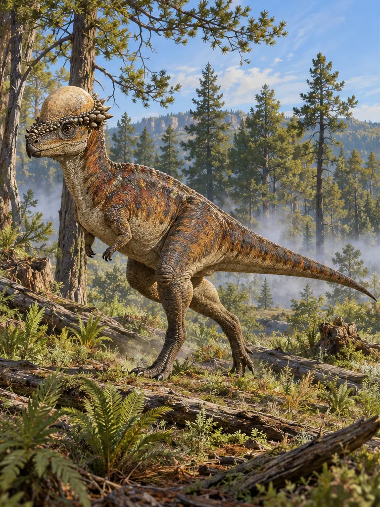 Illustration — CRÉTACÉ SUPÉRIEUR · AMÉRIQUE DU NORD Pachycephalosaurus · 3 m