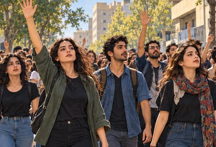 Illustration de la page « Des jeunes réclament la liberté ».