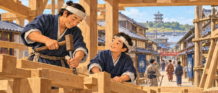 Illustration de la page « Les maisons de bois ».