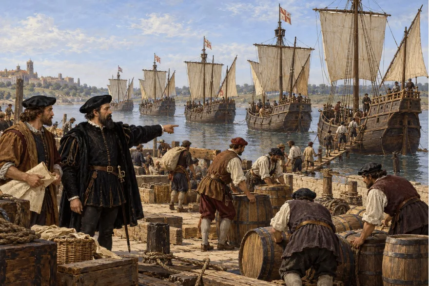 Illustration de la page « Cinq navires cherchent un passage ».