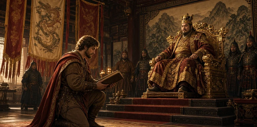 Marco Polo à la cour de Kubilai Khan vers 1275
