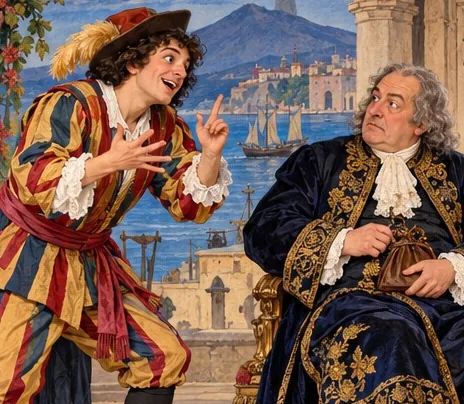 Illustration de la page « Scapin dirige sa petite scène ».