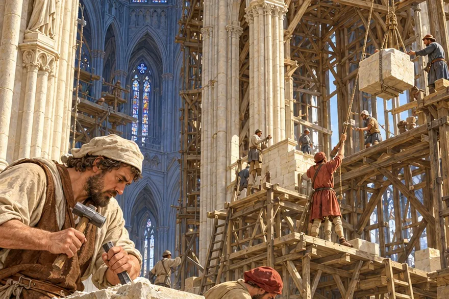 Illustration — UN CHANTIER GOTHIQUE · XIIIE SIÈCLE Tenir le temps que l’arc se ferme