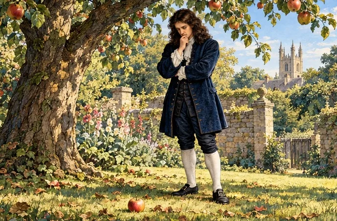 Illustration de la page « La pomme et la question ».