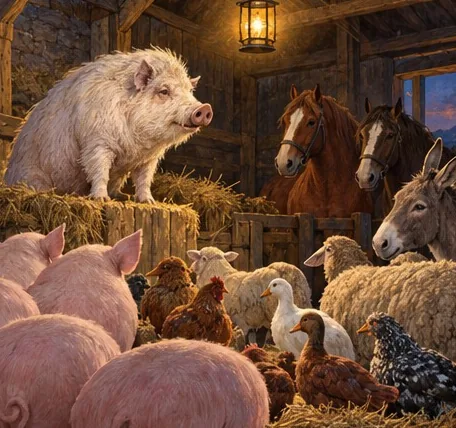 Illustration de la page « Orwell et la ferme des promesses ».