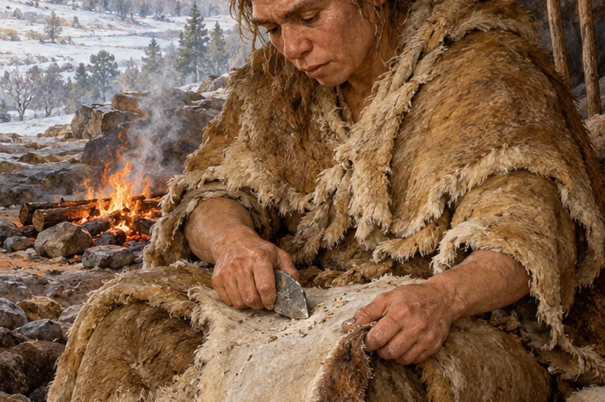 Illustration — NÉANDERTAL · EUROPE ET ASIE OCCIDENTALE Un outil au creux de la main