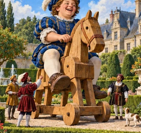Illustration de la page « Un géant sur un cheval de bois ».