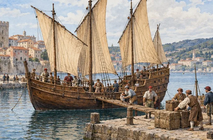 Illustration de la page « Un navire prend le large ».