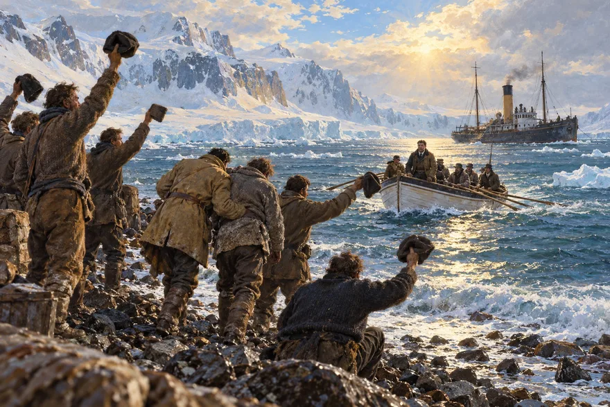 Illustration de la page « Tous les hommes de l’Endurance ».