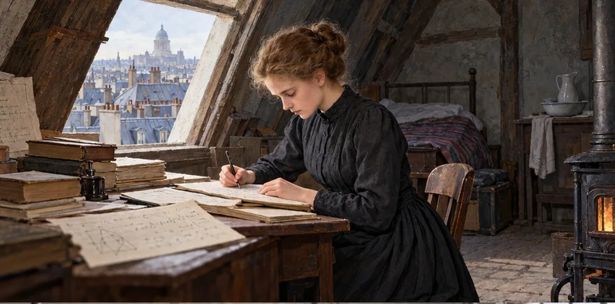 Illustration de la page « Un cahier dans la mansarde ».