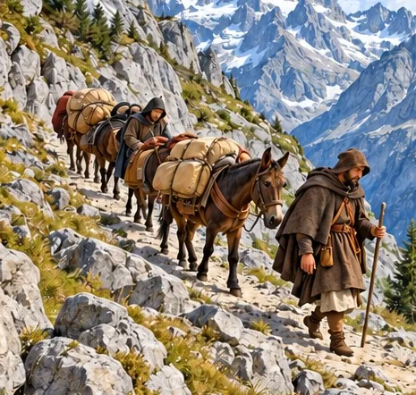 Illustration de la page « Des mulets à travers les Alpes ».