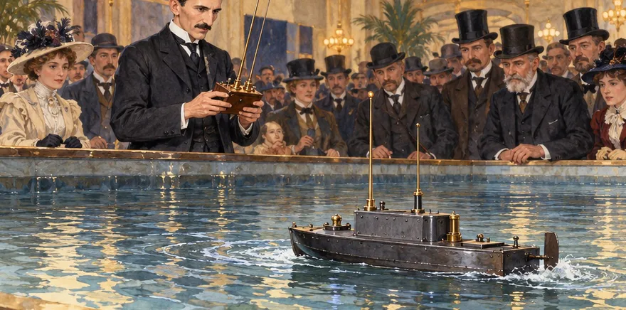 Illustration de la page « Un bateau obéit de loin ».